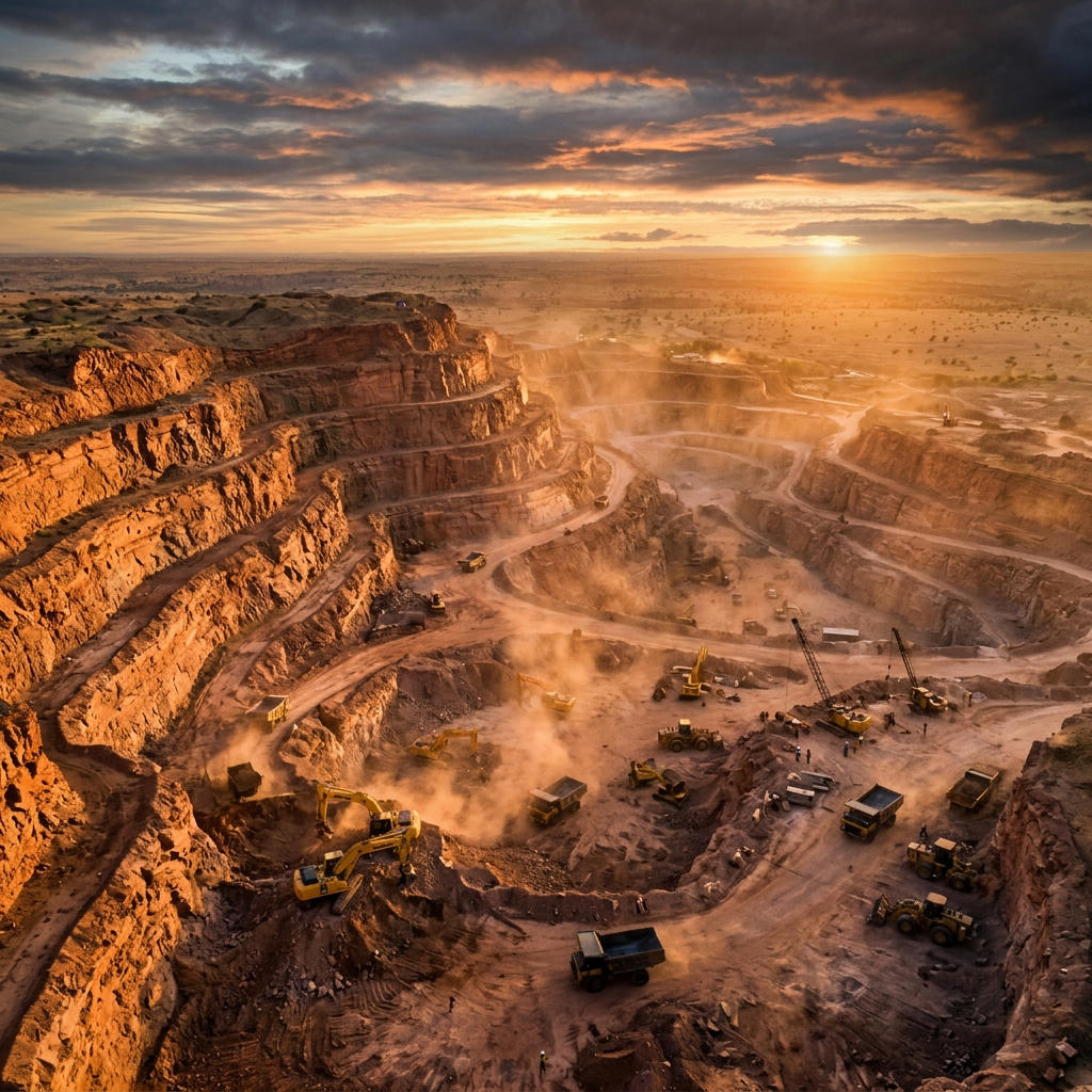 Jodhana sandstone quarry at golden hour