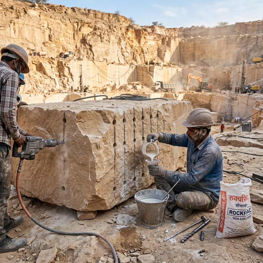 Eco-friendly chemical splitting preparation on sandstone block